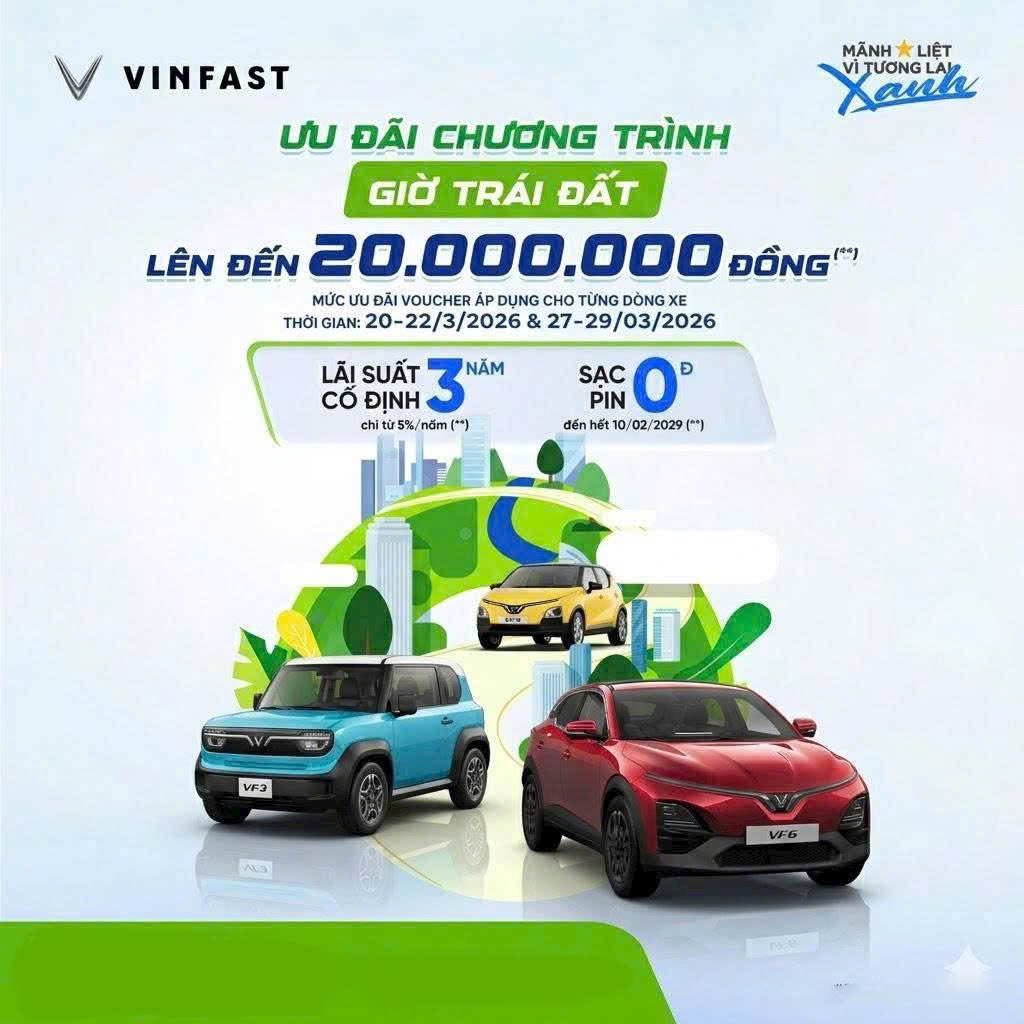 CHƯƠNG TRÌNH ƯU ĐÃI GIỜ TRÁI ĐẤT CỦA VINFAST
